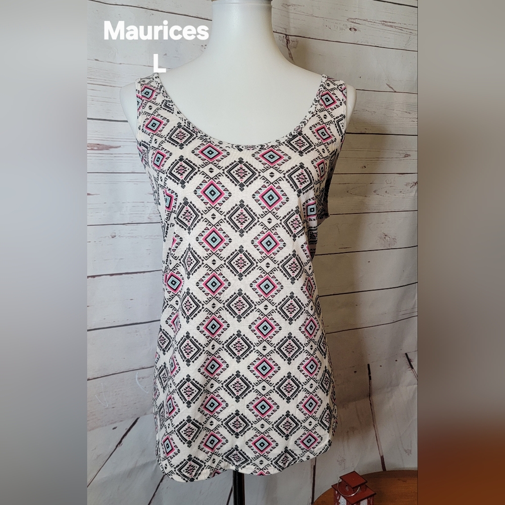 Maurices Women's Geometric Print Tank Top - Black, Pink, White